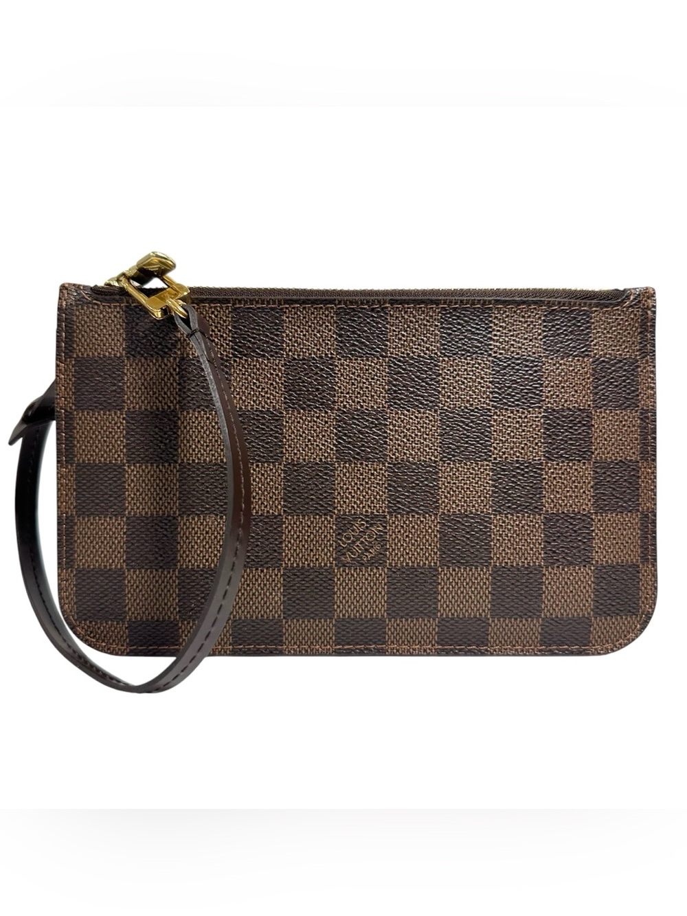 Louis Vuitton Damier Ebene Canvas & Leather Wristlet with Red Interior - Picture 6 of 14